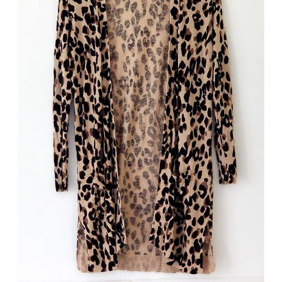 Halogen Brown open front Leopard Print cardigan - Size XXS - Picture 3 of 4